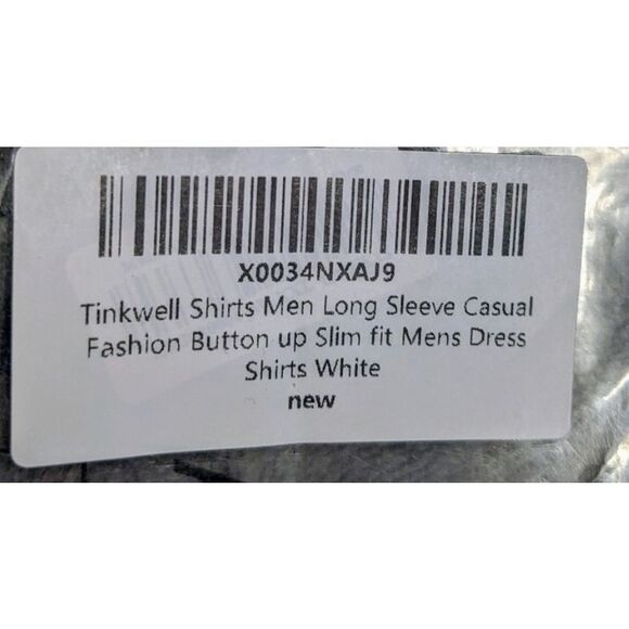 TINKWELL Shirt Men’s Long Sleeve Casual Button Up Slim Fit XL White Black NWT - Picture 7 of 10
